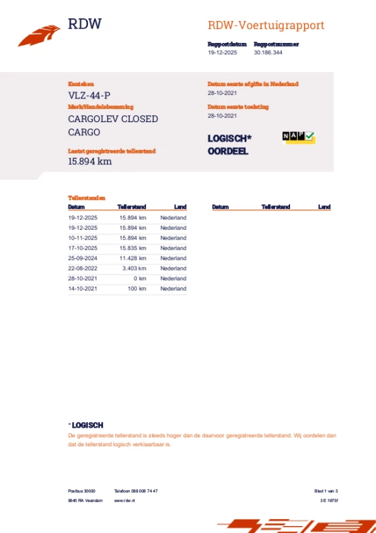 Hoofdafbeelding Cargolev CLOSED CARGO