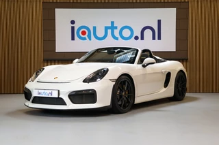 Hoofdafbeelding Porsche Boxster Porsche Boxster Spyder 3.8 Origineel NL/Keramisch/Sport Chrono/Carbon Kuipen/Sportuitlaat/Carplay/Gele accenten/CC