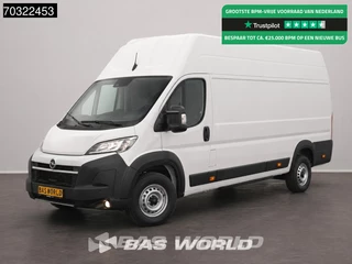 Hoofdafbeelding Opel Movano Opel Movano-e Coming Soon! Elektrisch 110kWh 475km Stadsbereik Snelladen L4H3 Camera CarPlay Parkeersensoren L4 Hoog Dak Long Range 12m3 Airco Cruise control