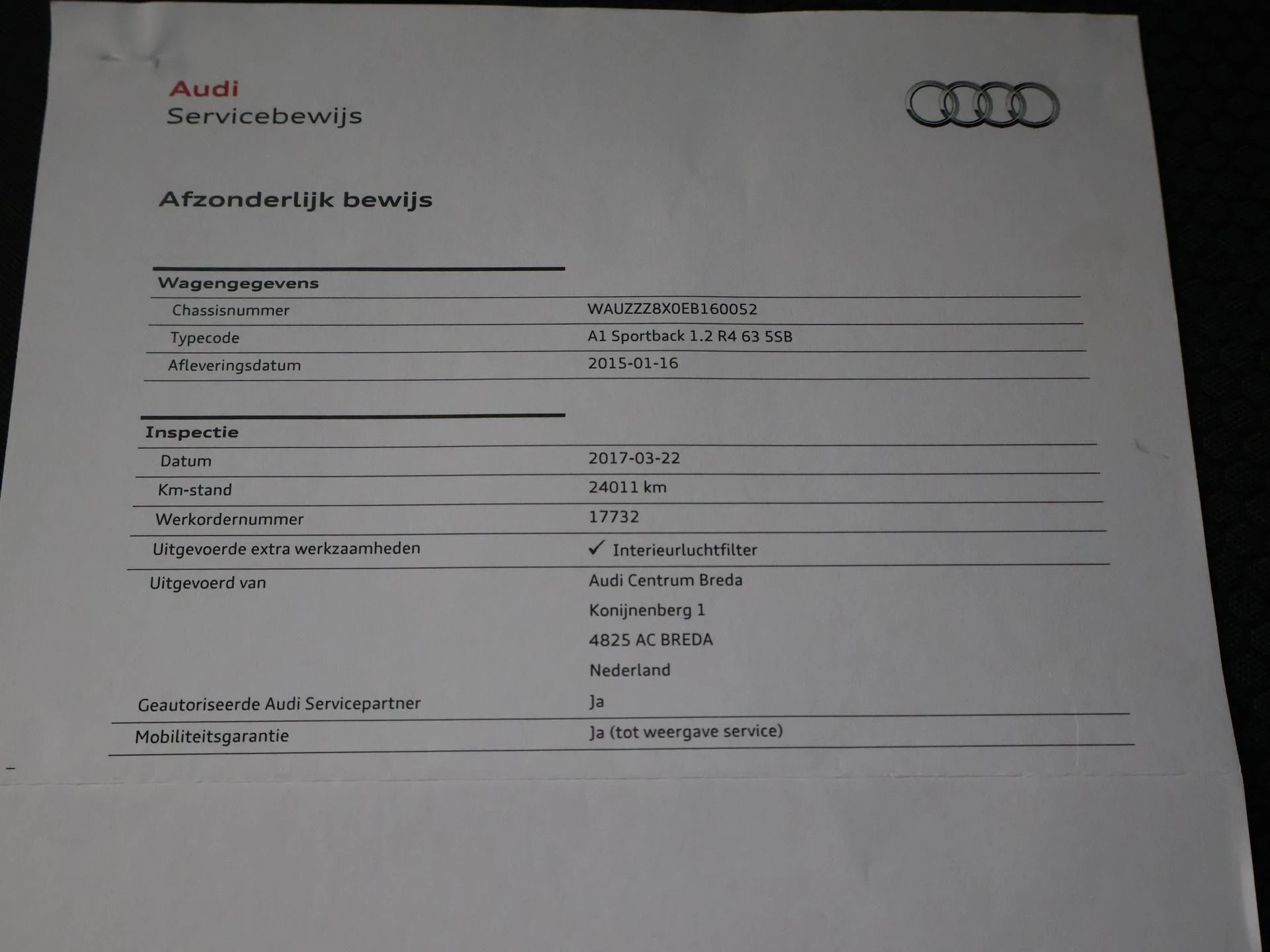 Hoofdafbeelding Audi A1 Sportback