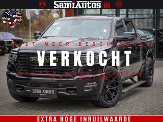 Dodge Ram Pick-Up PREMIUM NIGHT | MAY 2025 BOM VOL + HUD & 14.4 INCH SCHERM | LUCHTVERING | 420PK 636 Nm | PRIJS MET LPG EN COVER EN GARANTIE | DUBBELE CABINE | PICK UP | 5 PERSOONS | DC | GRIJSKENTEKEN | VOORRAAD NR 2232 - 3424