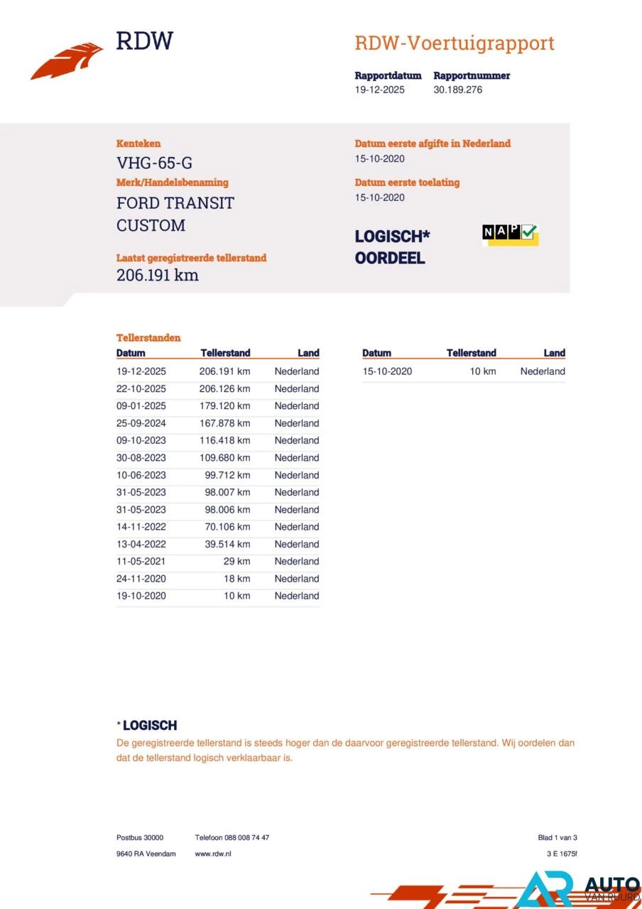 Hoofdafbeelding Ford Transit Custom