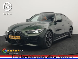 BMW 4 Serie Gran Coupé 430i M Sport 245pk Dealer O.H Sanremo Green | Panodak | Lederen Competition Stoelen Memory & Verwarmd | Adaptive Onderstel | 360 Camera | Harman & Kardon | 19" L.M | Carbon | Apple Carplay | Navigatie | Blis | Virtual | DAB |
