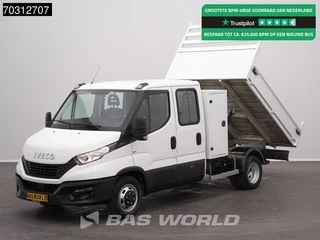 Iveco Daily 35C14 Dubbel Cabine Kipper met Kist Dubbellucht 3,5t Trekhaak Airco Cruise Euro6 Tipper Benne Kieper Airco Trekhaak Cruise control