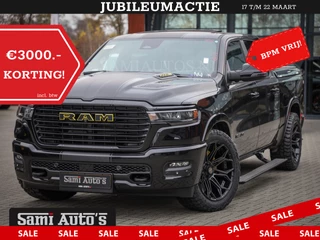 Dodge Ram Pick-Up PREMIUM NIGHT | MAY 2025 BOM VOL + HUD & 14.4 INCH SCHERM | LUCHTVERING | 420PK 636 Nm | PRIJS MET LPG EN COVER EN GARANTIE | DUBBELE CABINE | PICK UP | 5 PERSOONS | DC | GRIJSKENTEKEN | VOORRAAD NR 2232 - 3424