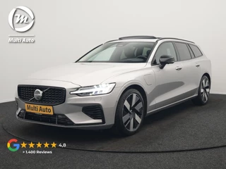 Volvo V60 T6 Recharge AWD LONG RANGE Plus Dark Plug In Hybrid 350pk Dealer O.H. PHEV | Panodak | Adaptive Cruise | 360 Camera | Head Up | Harman&Kardon | Lederen Sportstoelen Memory & Verwarmd | Google Assistent | Stuur Verwarmd | Apple Carplay | Keyless | Blis |