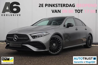 Mercedes-Benz A-klasse 180 AMG Line Night Pakket Automaat Panoramadak 19 inch Keyless Sfeerverlichting Burmester Carplay Navigatie Camera Half Leder Stoelverwarming NAP! Dealer onderhouden!