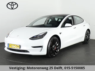 Tesla Model 3 PERFORMANCE AWD 75 kWh 482 PK ACCU SOH 90% WLTP TOT 559 KM .1e EIGENAAR. GARANTIE TESLA 3-2030 OF 192.000 KM **