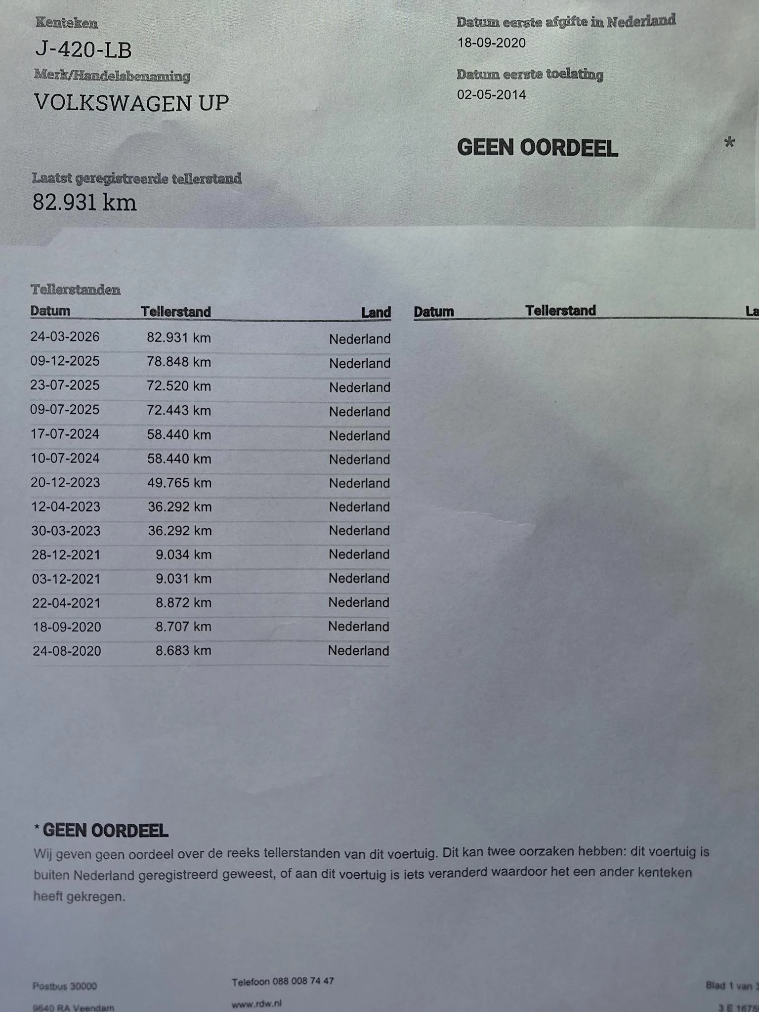 Hoofdafbeelding Volkswagen up!