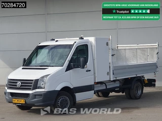 Volkswagen Crafter 136pk Open Laadbak met Kist Dubbellucht 3,5t Trekhaak Airco Euro6 Tipper Benne Kieper Airco Trekhaak