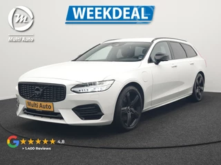 Volvo V90 T8 AWD R-Design Plug In Hybrid 394pk Dealer O.H. PHEV | Adaptive Cruise | 360 Camera | Black Optic | Alcantara Sportstoelen Memory & Verwarmd | Apple Carplay | Keyless | Blis | Virtual | Navigatie | 19"L.M |