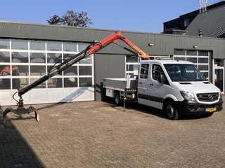 Mercedes-Benz Sprinter 516 2.2 CDI 432 Laadkraan Palfinger Airco Knijper Rotator Trekhaak 2000 kg 2-Persoons Airco Kastinrichting 1e eigenaar ex gemeente Autolaadkraan Open laadbak Pick-up p-up Euro 6