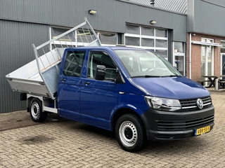 Volkswagen Transporter 2.0 TDI L2H1 DC Euro 6 Kipper open laadbak Airco trekhaak 2200kg trekgewicht 1e eigenaar Dealer onderhouden Telefoonverbinding Kieper P-up Doka Pritsche Ahk 2200kg