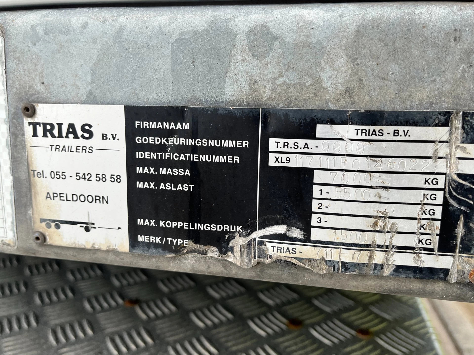 Hoofdafbeelding Trias BE Oplegger | 7T vlakke oplegger 