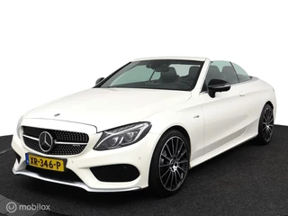 Mercedes-Benz C-klasse Cabrio AMG 43 4MATIC 367Pk Aut-9 | Zwart-leder | Stoelverw./koeling | Sportuitlaat | parelmoer wit metallic | Carbon inleg |elec. stoelen met geheugen| Burmester Audio | DEALER-STAAT