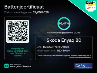 Skoda Enyaq iV 80 SOH 92% PANORAMA TREKH 125KW LADEN NL-AUTO RIJKLAARPRIJS