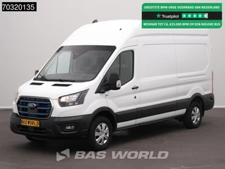 Ford e-Transit 184pk Elektrisch 68kWh 317km WLTP L3H3 Hoog Dak 360camera Navi Airco Cruise SYNC4-Display CarPlay L3 Airco Cruise control
