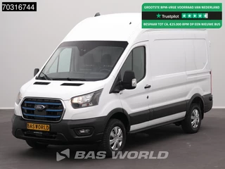 Ford e-Transit 184pk Elektrisch 68kWh 317km WLTP L2H3 Hoog Dak Navi Airco Cruise Parkeersensoren v+a SYNC4-Display CarPlay L2 Airco Cruise control