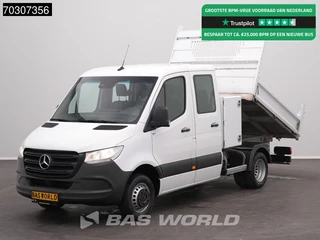 Mercedes Sprinter 514 CDI Automaat Dubbel Cabine Kipper met Kist Dubbellucht 3,5t Trekhaak Airco Cruise MBUX CarPlay Euro6 Tipper Benne Kieper Airco Trekhaak Cruise control