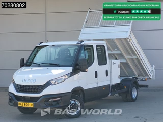 Iveco Daily 35C16 Kipper Dubbel Cabine met Kist Dubbellucht 3,5t Trekhaak Airco Cruise Navi Camera Euro6 Tipper Benne Kieper Airco Dubbel cabine Trekhaak Cruise control