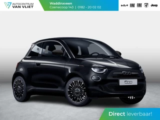 Fiat 500 Hybrid La Prima | Uit voorraad leverbaar | Clima | LED | PDC | JBL Premium Audio | 17" | Camera | BSM | Canneloni Ivory/Piombo interieur