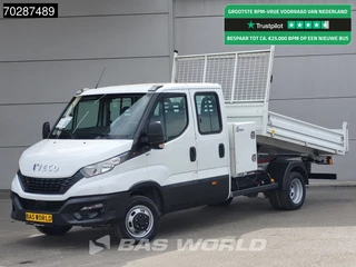 Iveco Daily 35C16 3.0L Kipper met Kist Dubbel Cabine Dubbellucht 3,5t Trekhaak Airco Cruise Euro6 Tipper Benne Kieper 2m3 Airco Trekhaak Cruise control
