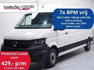 Volkswagen Crafter 2.0 TDI 140 pk L4H3 Airco, Cruise Control Geveerde Stoel, PDC V+A, 3-Zits, Nieuw Overjarig
