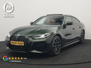 BMW 4 Serie Gran Coupé 430i M Sport 245pk Dealer O.H Sanremo Green | Panodak | Lederen Competition Stoelen Memory & Verwarmd | Adaptive Onderstel | 360 Camera | Harman & Kardon | 19" L.M | Carbon | Apple Carplay | Navigatie | Blis | Virtual | DAB |