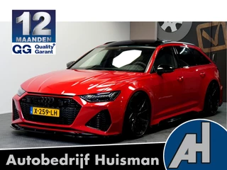 Audi RS6 Avant 4.0 TFSI 599kW/815pk Aut8 Quattro PANORAMADAK + SOFTCLOSE + HELIX HIGH END AUDIO + AKRAPOVIC + STANDKACHEL + 360 CAMERA + ADAPT.CRUISE + LANE ASSIST + MATRIX LED + STOELVERWARMING&-VENTILATIE + EVENTURI INLAAT + EL.TREKHAAK + 22" LM-VELGEN!!