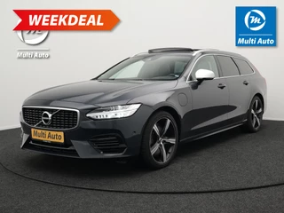 Hoofdafbeelding Volvo V90 Volvo V90 T8 AWD R-Design Plug In Hybrid 394pk PHEV | Panodak | Adaptive Cruise | Harman Kardon | Alcantara Sportstoelen | Parkassist | Apple Carplay | 19"L.M | Pilot Assist |