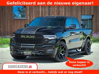 Dodge Ram 1500 Limited Night H.O 540HP 706Nm | Massage + Full Option | De Meest Luxe en Volle Pick-Up in zijn Klasse | Comfortabele Dubbele Cabine met Royale 5 Zitplaatsen | BPM vrij | Nu Leverbaar uit Voorraad | Voorraad Nr 2384 - 5408