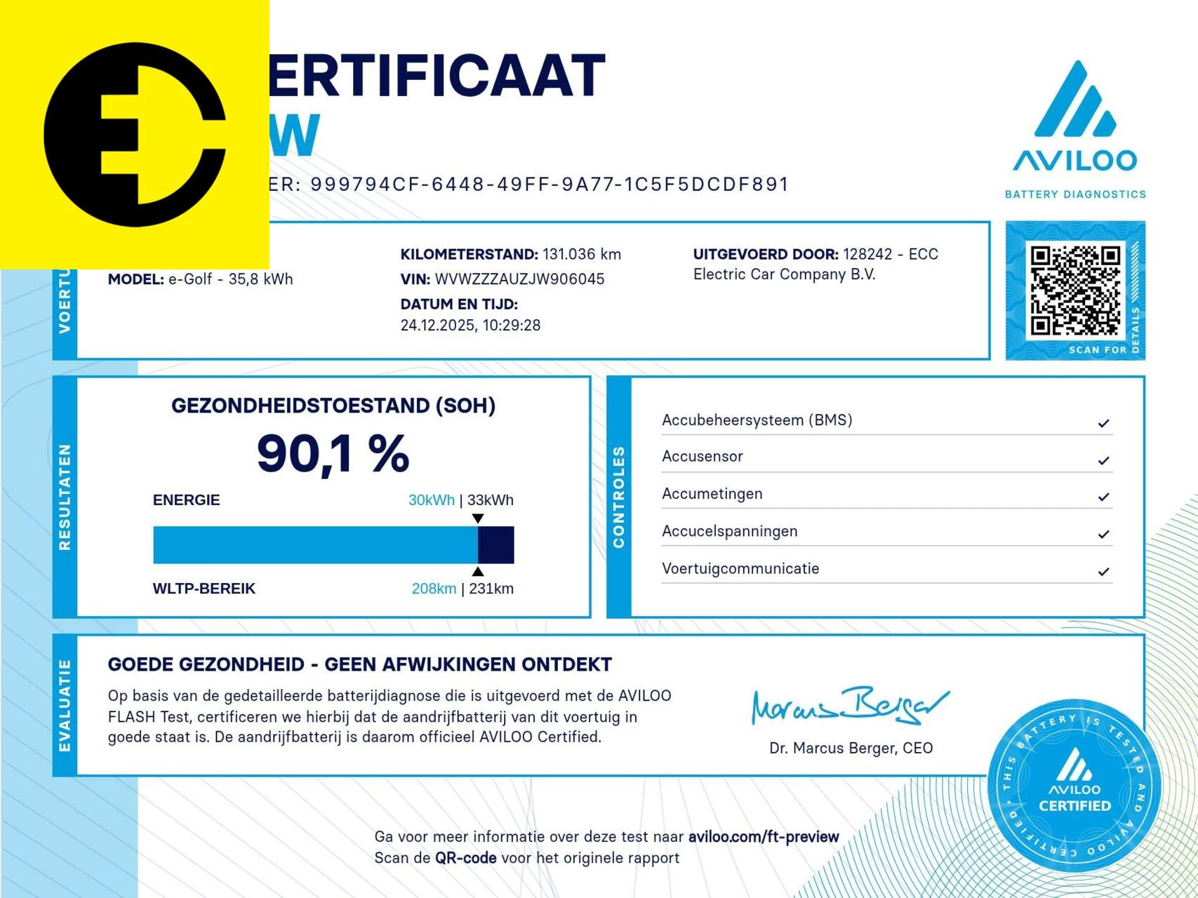 Hoofdafbeelding Volkswagen e-Golf