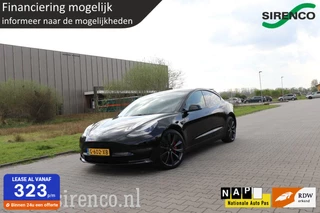 Tesla Model 3 PERFORMANCE AWD 75 kWh dual motor 462pk soh 85% chrome delete all black leder panodak stoelverwarming v+a autopilot