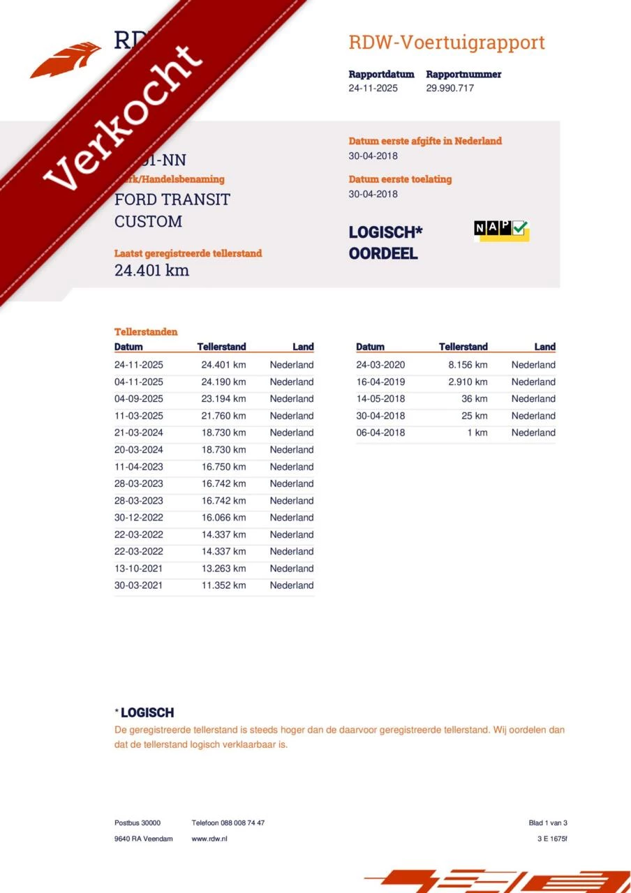 Hoofdafbeelding Ford Transit Custom