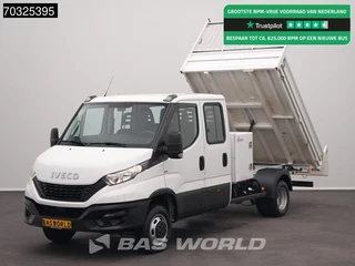 Iveco Daily 35C16 3.0L Dubbel Cabine Kipper met Kist 3,5t Trekhaak Dubbellucht 160PK Navi Airco Cruise Euro6 Tipper Benne Kieper Airco Trekhaak Cruise control