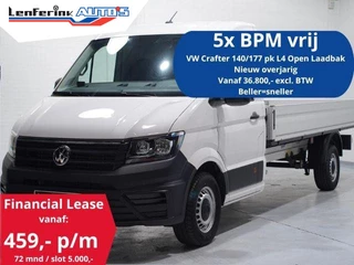 Volkswagen Crafter 2.0 TDI 140 pk L4 Pick Up / Open Laadbak Airco Cruise Control, 3-Zits, LxBxH 430x203x40 cm