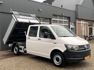 Volkswagen Transporter 2.0 TDI L2H1 DC Kipper open laadbak Airco Bluetooth trekhaak 2200 kg 1e eigenaar Dealer onderhouden Kieper P-up Doka Pritsche Ahk 2200kg Pick-up bakwagen