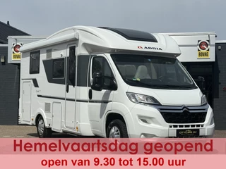 Citroën Jumper Adria CORAL 600 SC 164 pk euro 6 zeer compacte camper queenbed panoramadak elktr fietsendrager tv 2x zonnepaneel remis plisse maxxfan navi camera leder hordeur