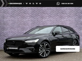 Volvo V90 2.0 T8 Plug-in hybrid AWD Ultimate Dark | SOH 99% | Luchtvering | Harman/Kardon | Massage | Stoel Verwarming-Koeling | Trekhaak | Schuif/Kantel Panoramadak | Memory |