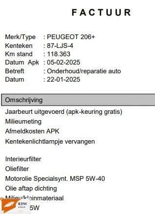 Hoofdafbeelding Peugeot 206