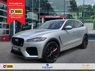 Hoofdafbeelding Jaguar F-PACE Jaguar F-PACE 5.0 V8 SVR AWD 360-CAM/GLAS-DAK/ELEK-KLEP/MERIDIAN/DIG-DASH/HUD/22INCH
