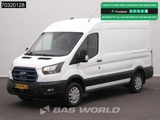 Ford e-Transit 184pk Elektrisch 68kWh 317km WLTP L2H2 Navi Airco Cruise Parkeersensoren v+a SYNC4-Display CarPlay L2 Airco Cruise control