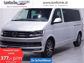 Volkswagen Transporter 2.0 TDI 150 pk Dubbel Cabine DSG Aut. Highline Adapt. Cruise, Leder Zwart, LED Koplampen, 2x Schuifdeur, 5-Zits