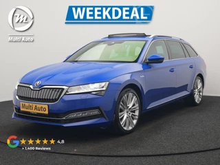 Škoda Superb Combi 1.4 TSI iV Laurin & Klemet PHEV 218pk Dealer O.H. | Trekhaak Af Fabriek | Panodak | Adaptive Cruise | 360 Camera | Lederen Sportstoelen Ventilatie & Memory & Massage | Canton Audio | Crystal LED | Stuur Verwarmd | Sfeerverlichting | Plug In 