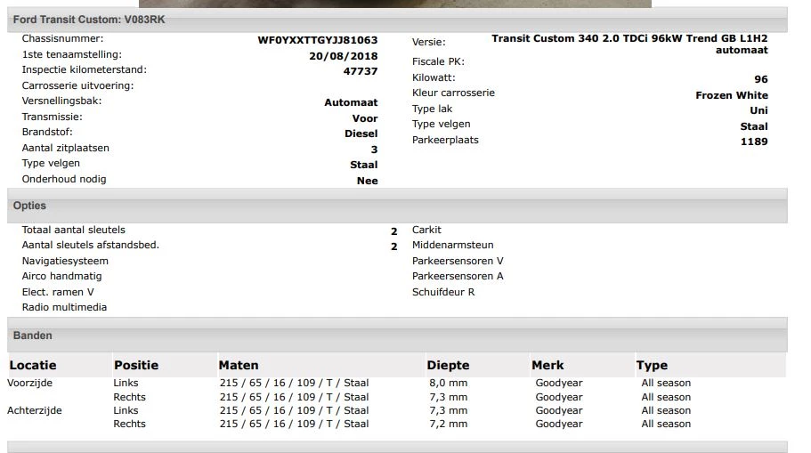 Hoofdafbeelding Ford Transit Custom