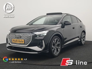 Audi Q4 e-tron 50 quattro S Line 77 kWh 300pk Dealer O.H. | Trekhaak Af Fabriek | Panodak | Adaptive Cruise | Head Up | Camera | Matrix LED | Lederen Sportstoelen Verwarmd | Sfeerverlichting | Apple Carplay | Keyless | Blis | 20"L.M | Navigatie |