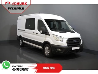 Ford Transit 2.0 TDCI 130 pk L3H2 DC Dubbel Cabine 7 Pers./ Riem V.V./ Adapt. Cruise/ CarPlay/ PDC/ Navi/ Camera/ Airco/ Trekhaak