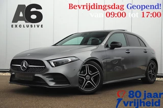 Mercedes-Benz A-klasse 180 AMG Night Automaat Panoramadak Sfeerverlichting Keyless Half Leder Memory Full LED 18 inch Widescreen Navigatie Camera Stoelverwarming NAP