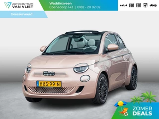 Fiat 500e Cabrio La Prima 42 kWh | SOH 98,6% | 17% Bijtelling | Clima | Cruise | Leder | 17" | Priv Glass | Winter Pack | JBL Sound | BSM | Apple Carplay