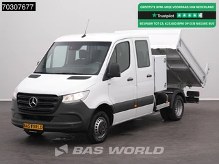 Mercedes Sprinter 514 CDI Automaat Dubbel Cabine Kipper met Kist Dubbellucht Airco Cruise MBUX CarPlay Euro6 Kieper Tipper Benne Airco Trekhaak Cruise control